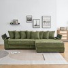 Resenkos 111.4" Reversible Chaise Sectional, Corduroy Fabric with Armrest Storage and Cup Holders, - 2 of 4