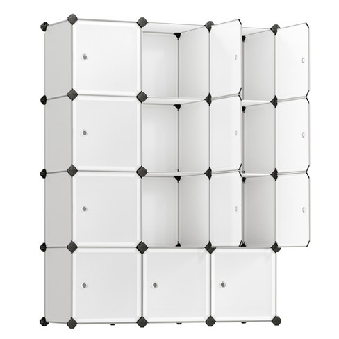 SONGMICS Cube Storage Organizer, Set of 12 Plastic Cubes, Closet Storage Shelves, DIY Plastic Closet Cabinet, Modular Bookcase, Shelving with Doors - image 1 of 4