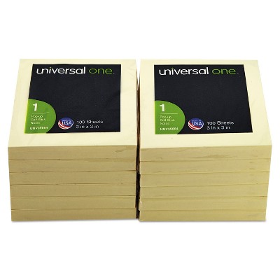 UNIVERSAL Fan-Folded Pop-Up Notes 3 x 3 Yellow 100-Sheet 12/Pack 35664