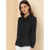 Allegra K Women's Work Peter Pan Collar Long Bishop Sleeve Button Down Shirt - 2 of 4