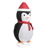 vidaXL Snow Penguin - Christmas Ornament Decor with LED Lights, Fabric and Steel Construction, Suitable for Indoor-Outdoor Use - 3 of 4