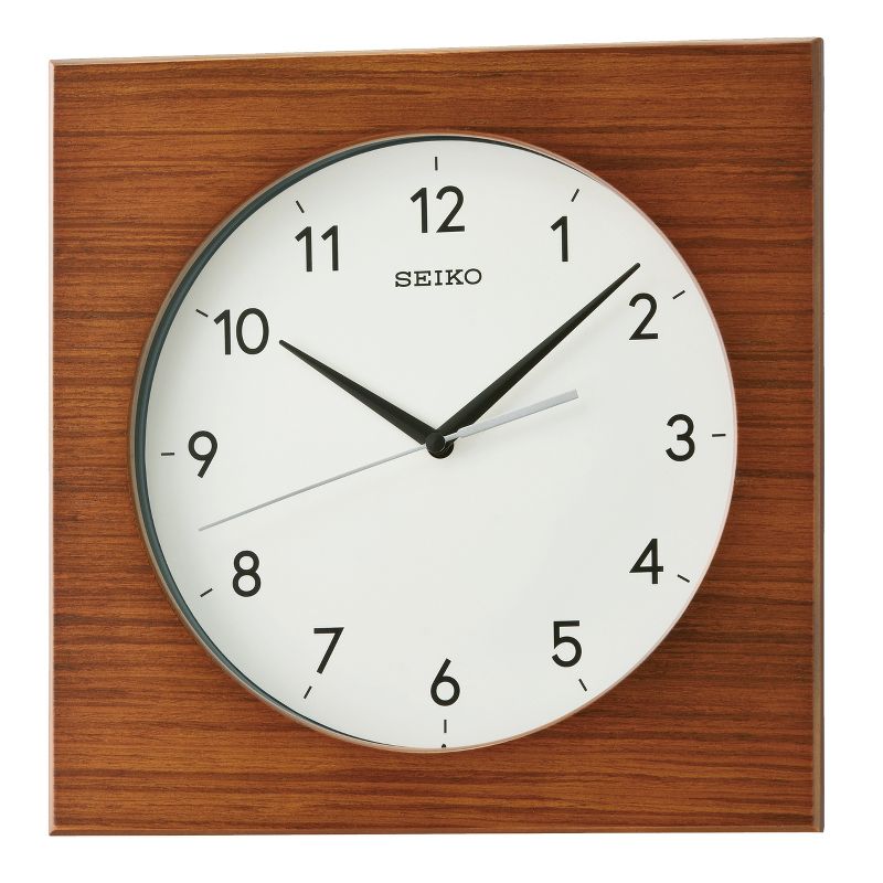 Seiko 12" Rylie Square Wooden Wall Clock - Brown, 1 of 5