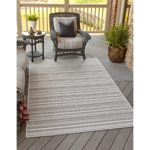 Unique Loom Outdoor Striped Maia Striped Woven Area Rug - 1 of 4