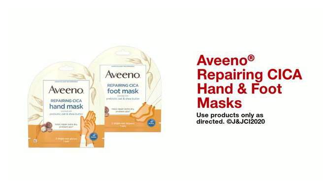 Aveeno Repairing CICA Foot Mask with Prebiotic Oat & Shea Butter for Extra Dry Skin, Fragrance Free, 2 of 12, play video