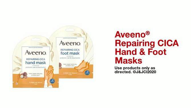 Aveeno Repairing CICA Foot Mask with Prebiotic Oat & Shea Butter for Extra Dry Skin, Fragrance Free, 2 of 11, play video