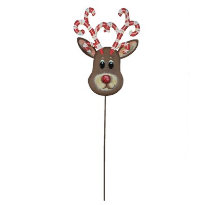 Home & Garden 42.5" Candy Cane Reindeer Yard Stake Christmas Round Top Collection  -  Decorative Garden Stakes