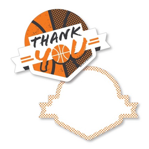 Big Dot of Happiness Basketball - Let the Madness Begin - Shaped Thank You Cards - College Basketball Party Thank You Cards with Envelopes - Set of 12 - image 1 of 4