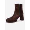 NAPOLI - Brown Suede Leather Block Heel Boot (Women) brown suede 8 Forever & Always Shoes US - 4 of 4