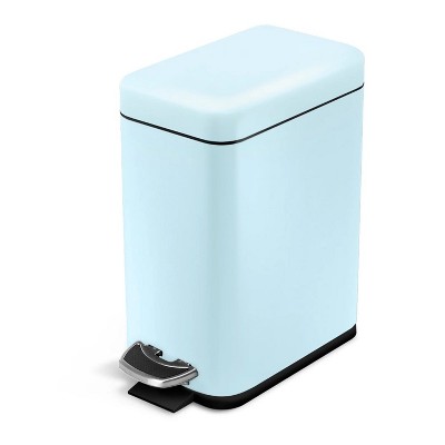 LunaLulinlk 1.3 gal Bathroom Trash Can, Stainless Steel, Blue