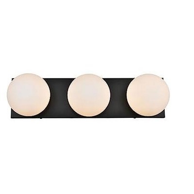 Elegant Lighting Jaylin 3 light Black and frosted white Bath Sconce
