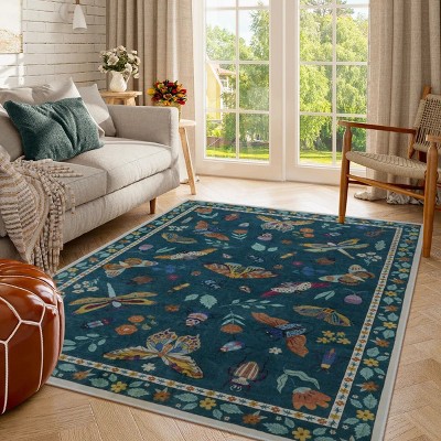 Lahome Machine Washable Back to College Series Animal Life Insects Area Rug - Nature-Inspired Carpet for Living Room, School, Bedroom, or Entryway