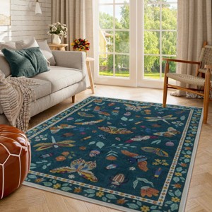 Lahome Machine Washable Back to College Series Animal Life Insects Area Rug - Nature-Inspired Carpet for Living Room, School, Bedroom, or Entryway - 1 of 4
