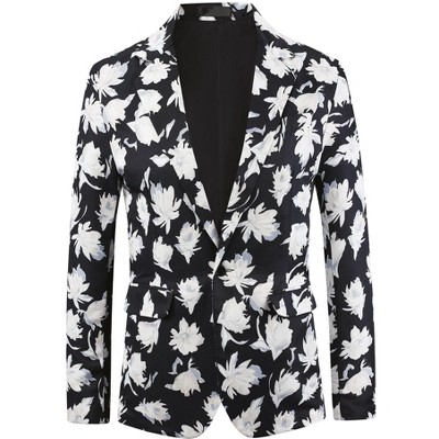 Lars Amadeus Men's Slim Fit One Button Prom Floral Print Blazer Jacket