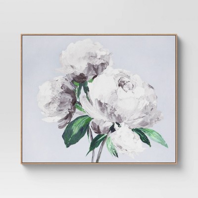 36" x 30" Flower Framed Canvas White - Threshold™