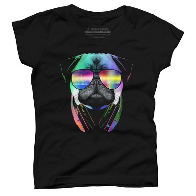 Girl's Design By Humans Rainbow Disco Pug By clingcling T-Shirt