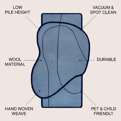 JONATHAN  Y 8 X 10 (ft) Wool Light Blue/Navy Irregular Indoor Abstract Mid-century Modern Spot Clean Only Area Rug