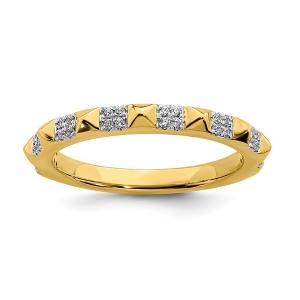 Black Bow Jewelry 2.25mm 14k Yellow Gold 1/8 Ctw Diamond Stackable Pyramid Band - 1 of 4