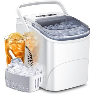 ZAFRO Ice Makers Countertop with Handle,26.5Lbs/24H,9 Cubes in 6 Mins,2 Sizes of Bullet Ice,Portable Machine with Self-Cleaning(White) - 1 of 4