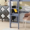 Twin High Loft Bed with Built-in Desk - Solid Rubber Wood Study Bed, Safety Guardrail & Sturdy Ladder - Bedroom Furniture,Gray - 3 of 4