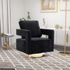 SKRAN 30.7"W Swivel Accent Chair Modern Sofa Chair With Gold Stainless Steel Base For Nursery Bedroom Living Room Hotel Office(Black Chenille) - 2 of 4