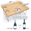 Tirrinia Natural Bamboo Wine Picnic Table, Folding Portable Outdoor Snack & Cheese Tray for Concerts at Park or Party, Beach, Summer Camping - 4 of 4