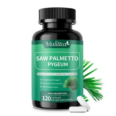 Mulittea Saw Palmetto for Men 500mg - Urinary & Hair Health Supplement with Pumpkin Seed Oill,Pygeum - Vegan,120 Capsules