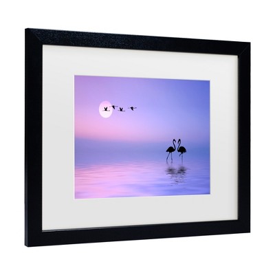 Black Framed Flamingo Canvas Print for Kids' Nursery, 11x14