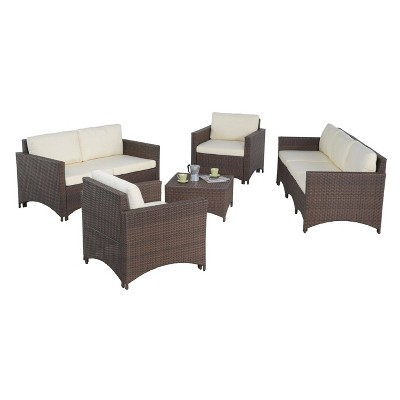 5pc Studio Shine Collection Patio Conversation Set with Loveseat, 2 Armchairs & Coffee Table - W Unlimited