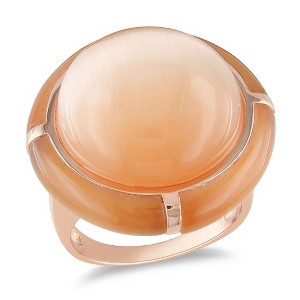 EVERLY JEWELRY | Rose Plated Sterling Silver 31ct TGW Simulated Champagne Cat Eye Ring - 1 of 2