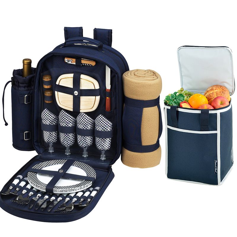 Picnic at Ascot Original Equipped Picnic Backpack for 4 with Blanket & Extra Separate Bonus Cooler, 1 of 8