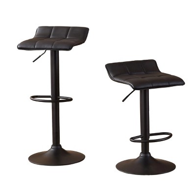 FURNIinspire Counter And Bar Stools Swivel Leather Adjustable Kitchen Bar Stool Set of 2, Modern Bar Chair Dinning Chair, Black, 15"*15"*34.25"