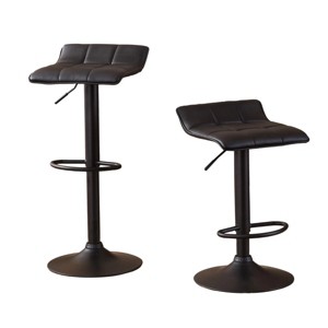 FURNIinspire Counter And Bar Stools Swivel Leather Adjustable Kitchen Bar Stool Set of 2, Modern Bar Chair Dinning Chair, Black, 15"*15"*34.25" - 1 of 4