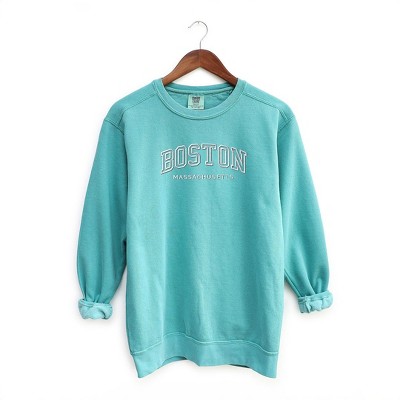Simply Sage Market Women's  Garment Dyed Graphic Sweatshirt Embroidered Boston Massachusetts