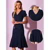 Allegra K Women's Vintage V Neckline Puff Short Sleeve Elegant Mermaid Midi Dress - 2 of 4