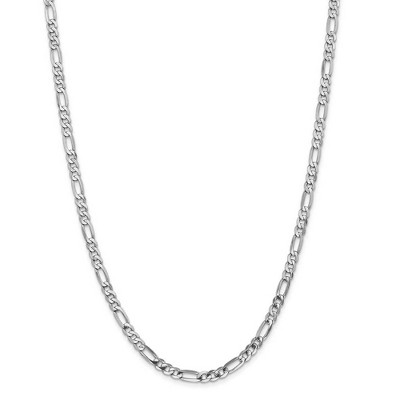 Black Bow Jewelry Men's 5mm 14k White Gold Flat Figaro Chain Necklace