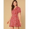 Allegra K Women's Button Up Short Sleeve A-Line Chiffon Vintage Floral Shirt Dress - 2 of 4