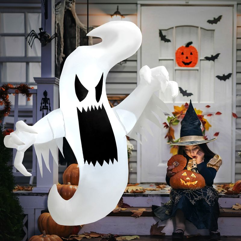 Costway 5FT Halloween Inflatable Ghost Blow-up Hanging Decoration w/ Built-in LED Lights, 2 of 9