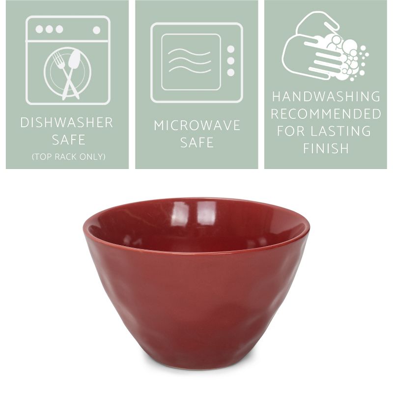 Elanze Designs Dimpled Ceramic 5.5 inch Contemporary Serving Bowls Set of 4, Red, 2 of 7