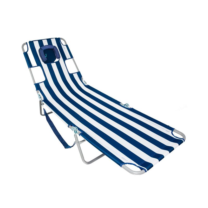 Ostrich Chaise Lounge Folding Portable Sunbathing Beach Chair, Striped (2 Pack), 2 of 7