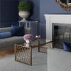 Juliette Glass Top Coffee Table with Tempered Glass Brass - CosmoLiving by Cosmopolitan: Modern Rectangle, C-Shape Base, 19"H x 46"W - image 2 of 4