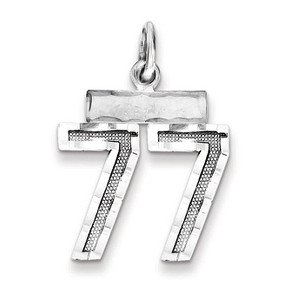 Black Bow Jewelry Sterling Silver, Varsity Collection, Small D/C Pendant, Number 77 - 1 of 4