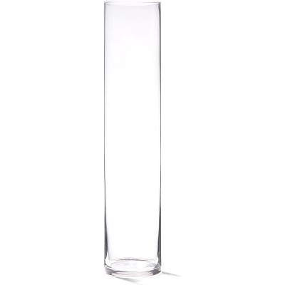 4E's Novelty 16" Cylinder Glass Vase – Elegant Clear Glass Vase for Flowers, Candles & Decor