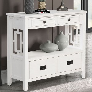 NicBex 36" Farmhouse Console Table with 4 Drawers, Wood Entryway Table with Storage Shelf, Side Hollowed TV Stands for Living Room, Entryway - 1 of 4