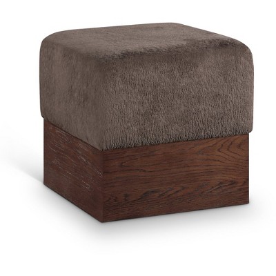 Meridian Furniture,Havre Velour Fur Fabric Ottoman/Stool