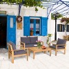 Tangkula 8PCS Cushioned Wooden Conversation Set Patio Outdoor Furniture Set with Cover - 3 of 4