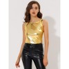 INSPIRE CHIC Women's U-Neck Stretchy Slim Fit Shiny Sparkly Metallic Tank Top - 3 of 4