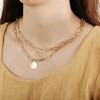 Unique Bargains Gold Tone Layered Necklaces Disc Pendant Paperclip Necklaces for Women Teen  1PC - 2 of 4