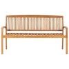 vidaXL Stacking Patio Bench with Cushion 62.6 in. Solid Teak Wood - 3 of 4