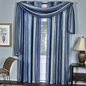 GoodGram Royal Ombre Crushed Semi Sheer Complete 3 Pc. Window Curtains & Scarf Set - 1 of 3