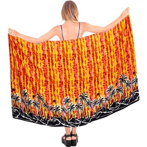 LA LEELA Women's Beachwear Summer Bikini Wraps Beach Wrap Sarong Skirt Swimsuit Swimwear Coverups Swim Cover Ups for Women One Size Red,Tree - 1 of 4